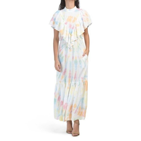 Young Fabulous & Broke Dresses & Skirts - !NWT Young Fabulous & Broke Cruz Flutter Sleeve Colorful Pastel Maxi Size M